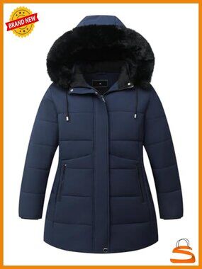 Women's Plus Size Winter Parka Down Alternative Coat Hooded Waterproof